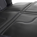 phil&teds vehicle seat mate fabric close-up to highilght wipe clean PU leather and quilted padding for extra protection