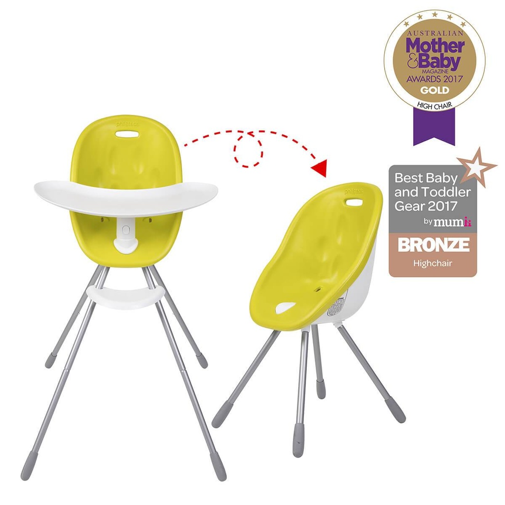 phil&teds award winning poppy high chair and my chair in lime 3/4 view