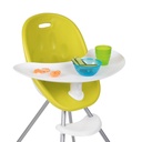 phil&teds award winning poppy high chair with close up of food tray in lime 3/4 view 