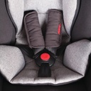 phil&teds alpha car seat close up view of 5 point safety harness with comfortbale infant seat liner and shoulder padding 